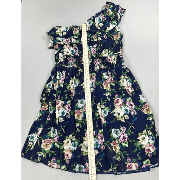 Torrid Dress Women's 1 1X Blue Knee Length One Shoulder Floral Beach Cottagecore - Picture 8 of 13